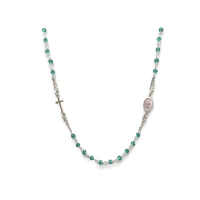 Collana girocollo Rosario in argento verde