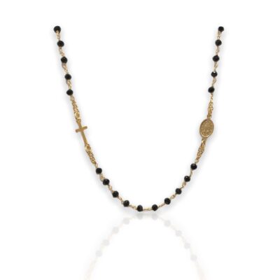 Collana girocollo Rosario in argento nero