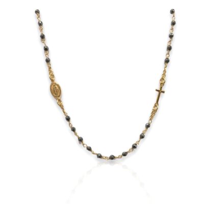 Collana girocollo Rosario in argento blu