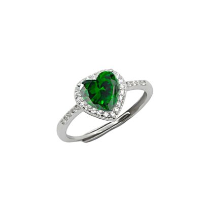 Anello donna Argento Cuore Verde DS7